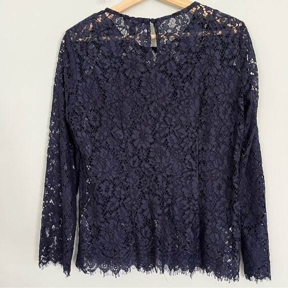 J. Crew Navy Long Sleeve Lace Top with Removable Tank Lining, Size 4 NWOT - Picture 4 of 13